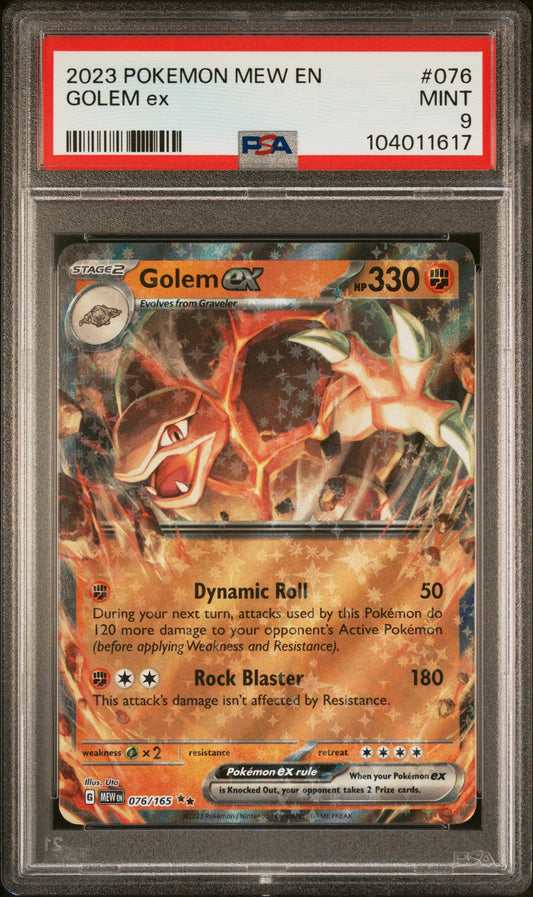 GOLEM EX 76/165 Common POKEMON MEW EN-151 PSA9 MINT 9 PSA population 143 <a href=https://www.psacard.com/cert/104011617/psa>https://www.psacard.com/cert/104011617/psa</a>