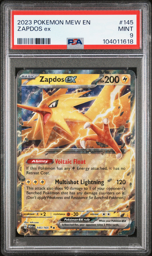 ZAPDOS EX 145/165 Common POKEMON MEW EN-151 PSA9 MINT 9 PSA population 332 <a href=https://www.psacard.com/cert/104011618/psa>https://www.psacard.com/cert/104011618/psa</a>