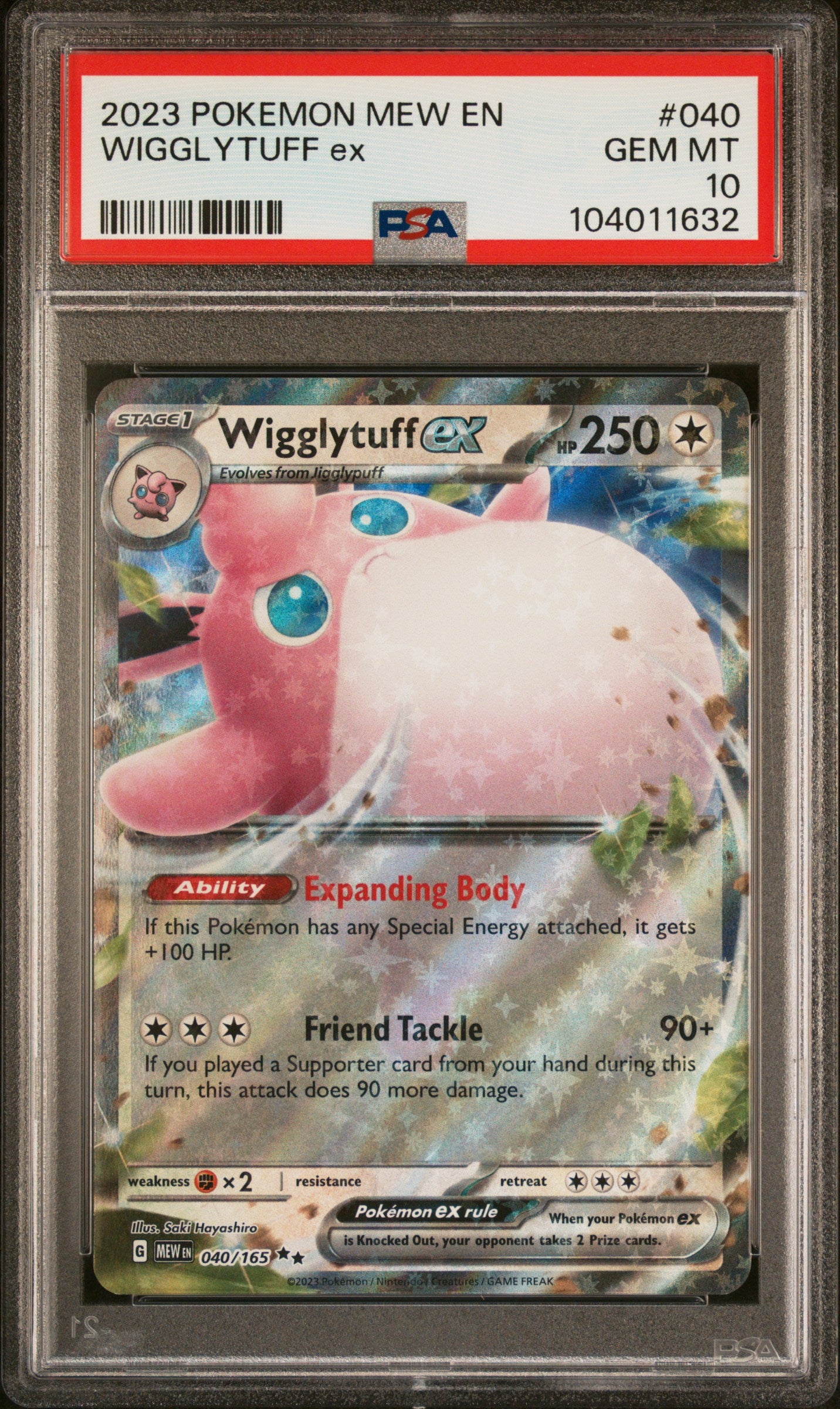 WIGGLYTUFF EX 40/165 Common POKEMON MEW EN-151 PSA10 GEM MT 10 PSA population 118 <a href=https://www.psacard.com/cert/104011632/psa>https://www.psacard.com/cert/104011632/psa</a>
