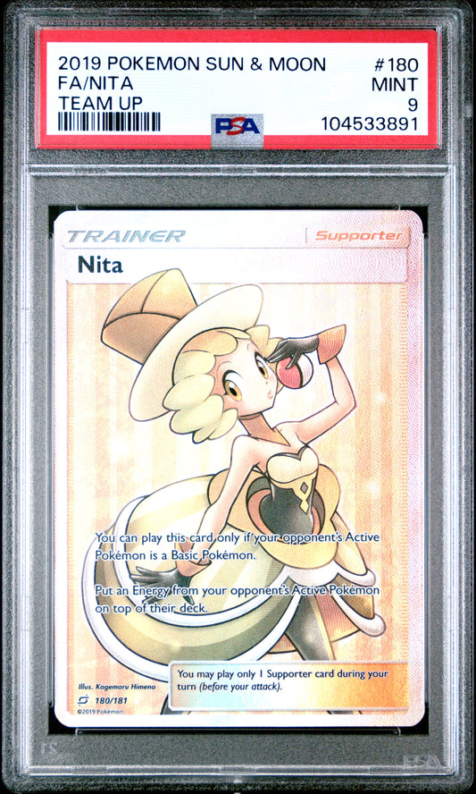 FA/NITA 180/181 Common POKEMON SUN & MOON TEAM UP TEAM UP PSA9 MINT 9 PSA population 227 <a href=https://www.psacard.com/cert/104533891/psa>https://www.psacard.com/cert/104533891/psa</a>
