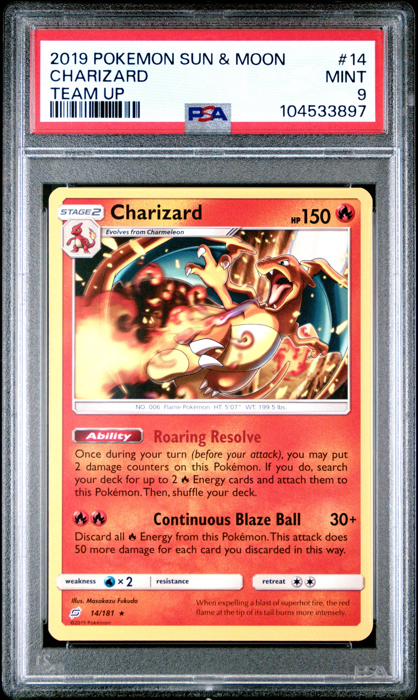 CHARIZARD 14/181 [Reverse Holo] POKEMON SUN & MOON TEAM UP TEAM UP PSA9 MINT 9 PSA population 532 <a href=https://www.psacard.com/cert/104533897/psa>https://www.psacard.com/cert/104533897/psa</a>