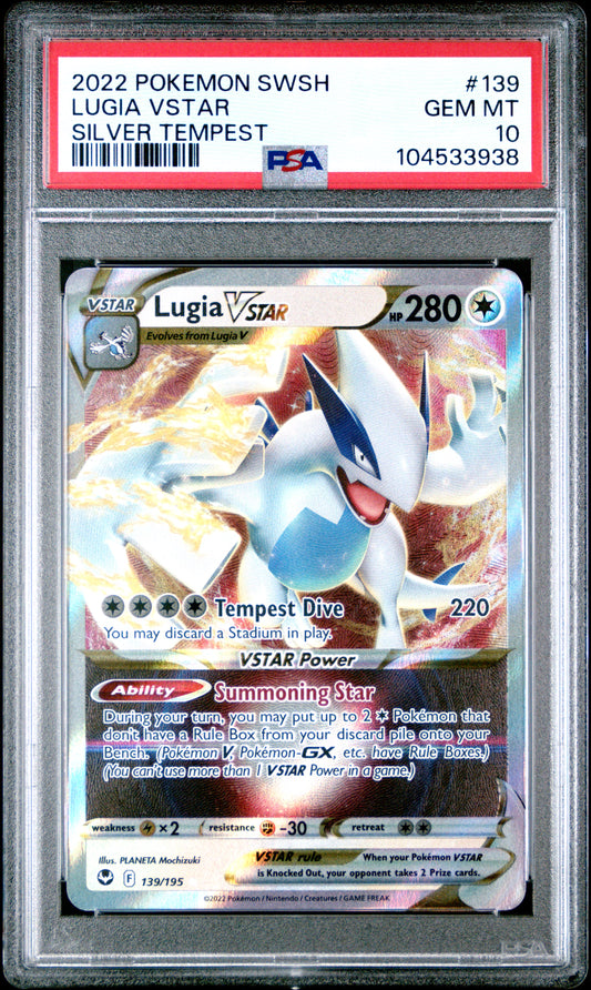 LUGIA VSTAR 139/195 Common POKEMON SWORD & SHIELD SILVER TEMPEST SILVER TEMPEST PSA10 GEM MT 10 PSA population 2070 <a href=https://www.psacard.com/cert/104533938/psa>https://www.psacard.com/cert/104533938/psa</a>