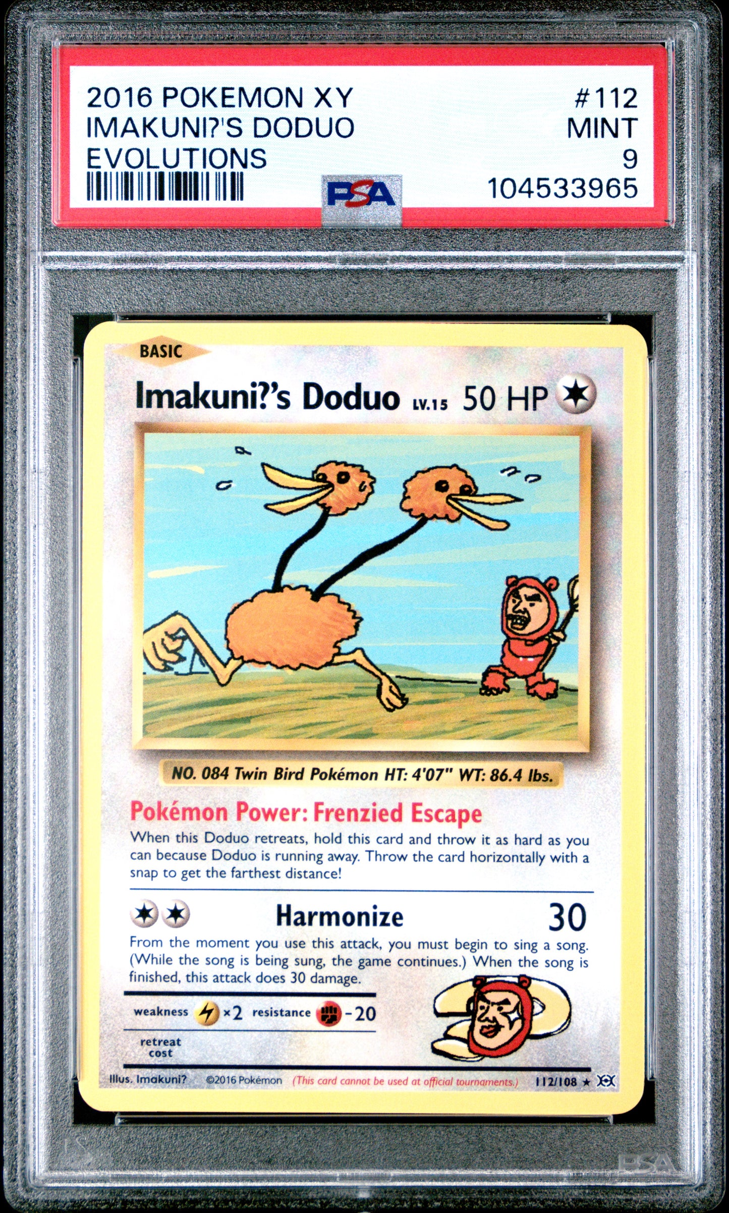 IMAKUNI?'S DODUO 112/108 Common POKEMON XY EVOLUTIONS EVOLUTIONS PSA9 MINT 9 PSA population 1422 <a href=https://www.psacard.com/cert/104533965/psa>https://www.psacard.com/cert/104533965/psa</a>