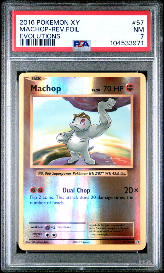 MACHOP-REV.FOIL 57/108 [Reverse Holo] POKEMON XY EVOLUTIONS EVOLUTIONS PSA7 NM 7 PSA population 15 <a href=https://www.psacard.com/cert/104533971/psa>https://www.psacard.com/cert/104533971/psa</a>
