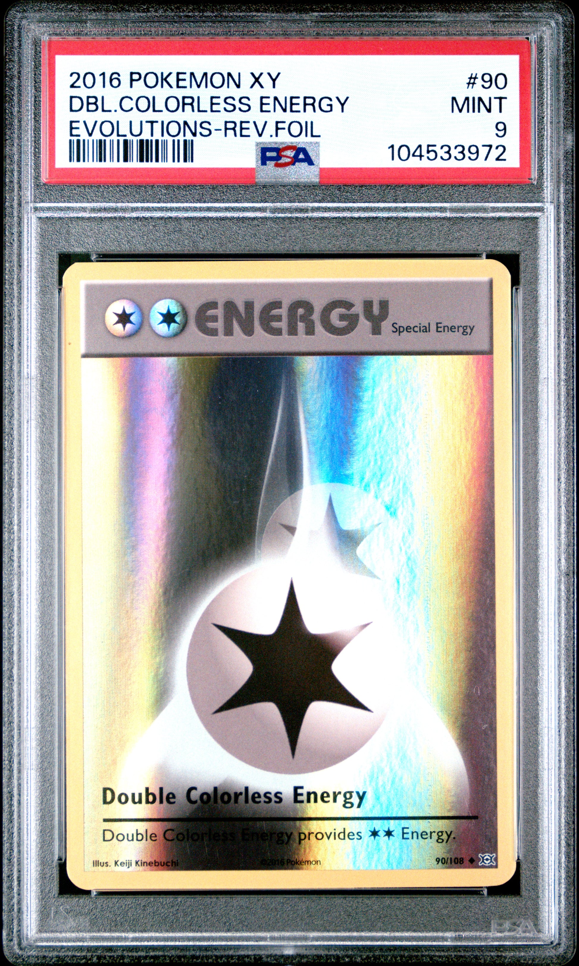 DBL.COLORLESS ENERGY 90/108 [Reverse Holo] POKEMON XY EVOLUTIONS EVOLUTIONS-REV.FOIL PSA9 MINT 9 PSA population 162 <a href=https://www.psacard.com/cert/104533972/psa>https://www.psacard.com/cert/104533972/psa</a>
