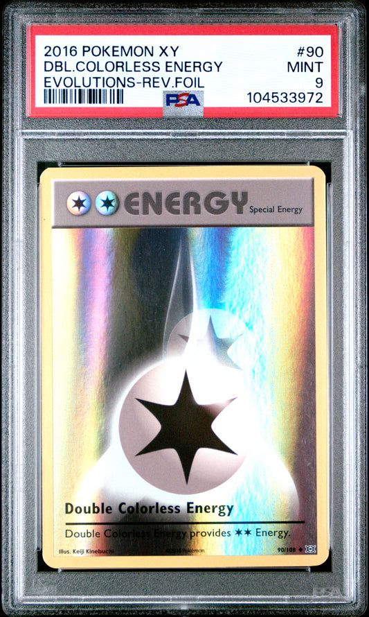 DBL.COLORLESS ENERGY 90/108 [Reverse Holo] POKEMON XY EVOLUTIONS EVOLUTIONS-REV.FOIL PSA9 MINT 9 PSA population 162 <a href=https://www.psacard.com/cert/104533972/psa>https://www.psacard.com/cert/104533972/psa</a>