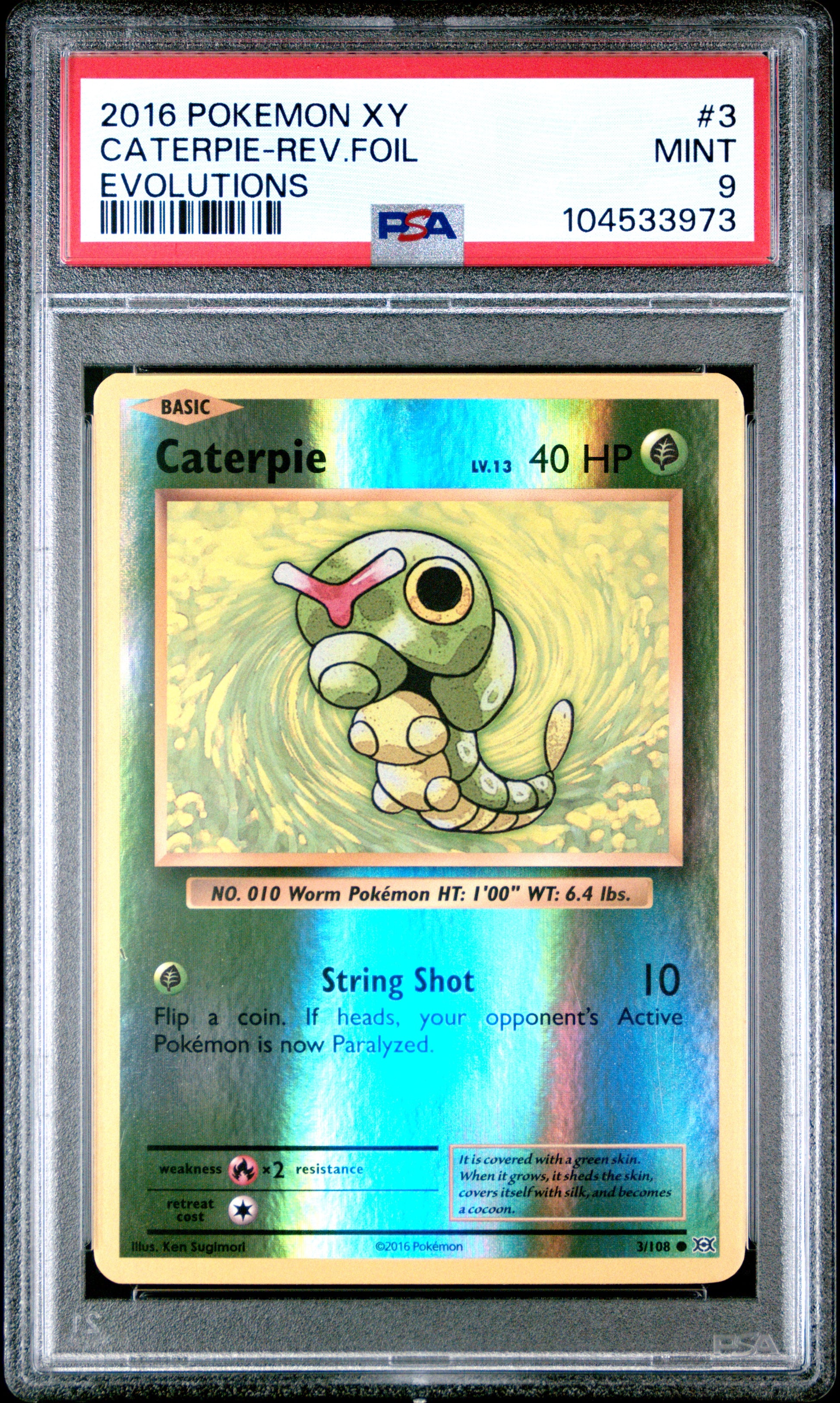 CATERPIE-REV.FOIL 3/108 [Reverse Holo] POKEMON XY EVOLUTIONS EVOLUTIONS PSA9 MINT 9 PSA population 154 <a href=https://www.psacard.com/cert/104533973/psa>https://www.psacard.com/cert/104533973/psa</a>