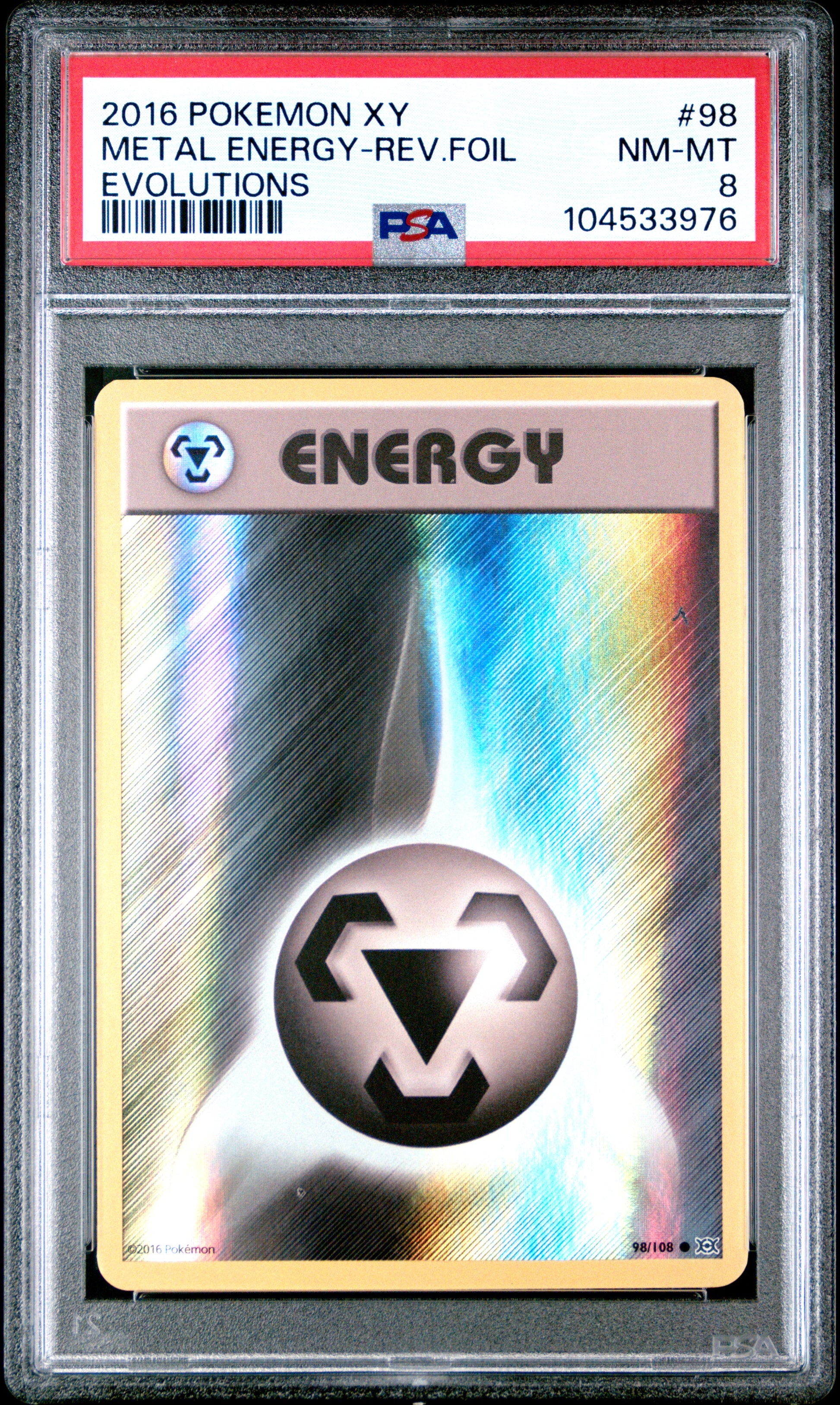 METAL ENERGY-REV.FOIL 98/108 [Reverse Holo] POKEMON XY EVOLUTIONS EVOLUTIONS PSA9 NM-MT 8 PSA population 28 <a href=https://www.psacard.com/cert/104533976/psa>https://www.psacard.com/cert/104533976/psa</a>