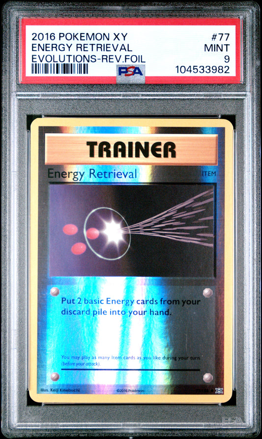 ENERGY RETRIEVAL 77/108 [Reverse Holo] POKEMON XY EVOLUTIONS EVOLUTIONS-REV.FOIL PSA9 MINT 9 PSA population 86 <a href=https://www.psacard.com/cert/104533982/psa>https://www.psacard.com/cert/104533982/psa</a>