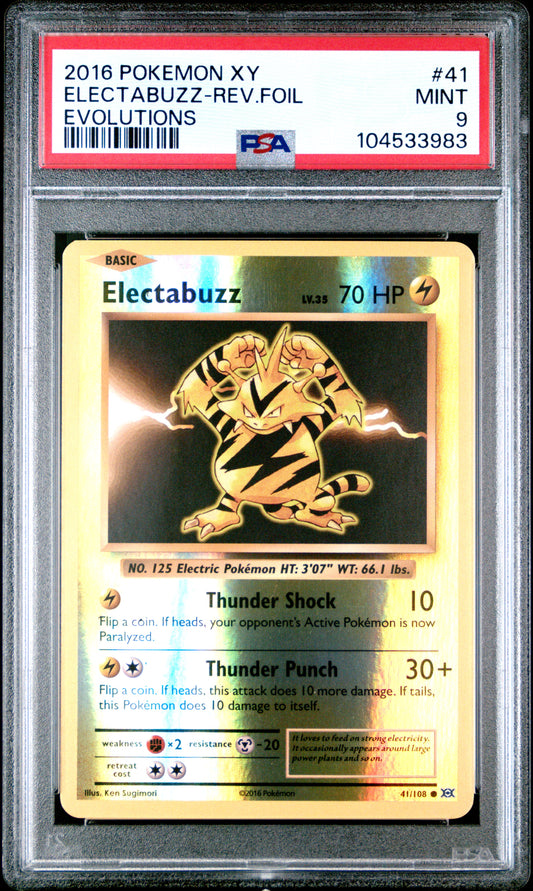 ELECTABUZZ-REV.FOIL 41/108 [Reverse Holo] POKEMON XY EVOLUTIONS EVOLUTIONS PSA9 MINT 9 PSA population 376 <a href=https://www.psacard.com/cert/104533983/psa>https://www.psacard.com/cert/104533983/psa</a>