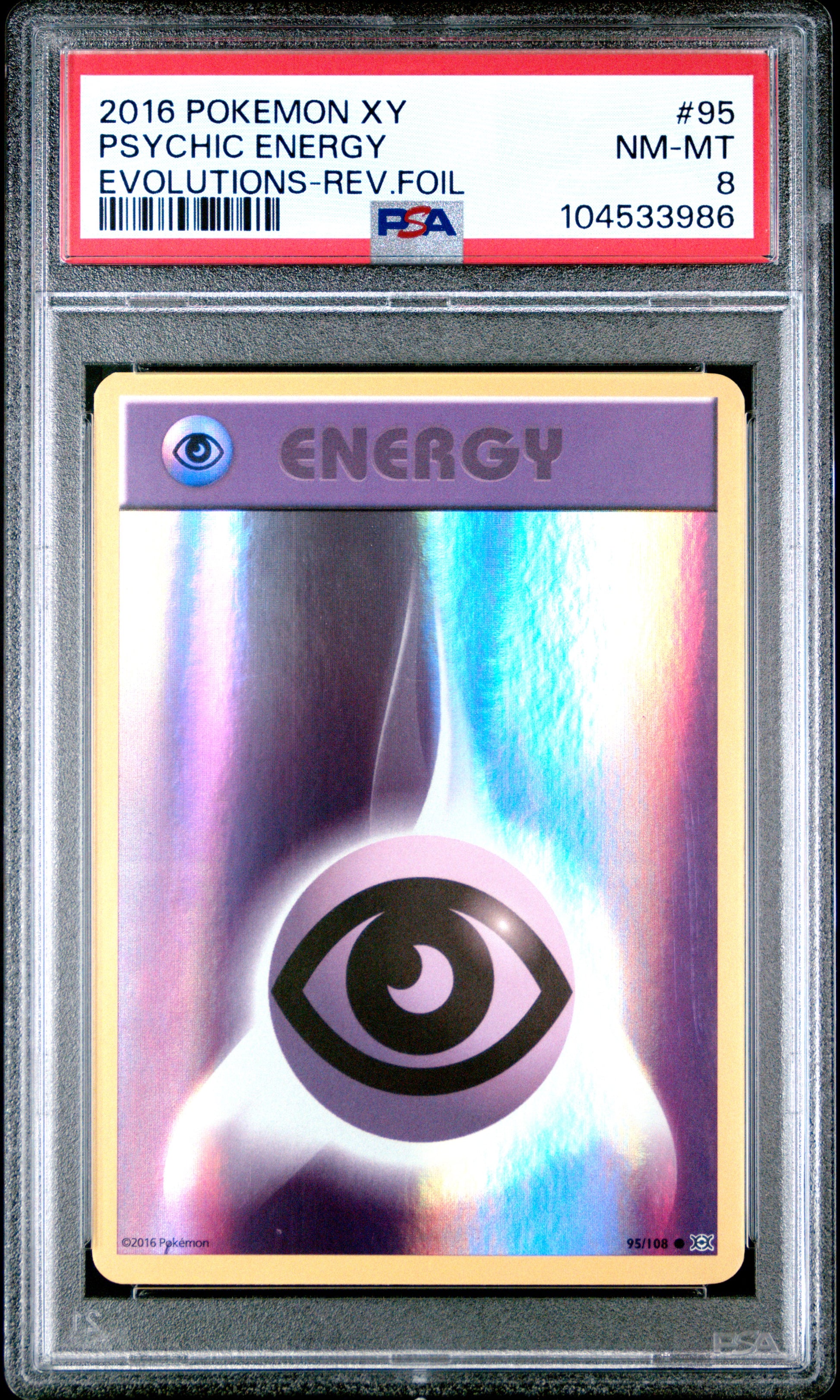 PSYCHIC ENERGY 95/108 [Reverse Holo] POKEMON XY EVOLUTIONS EVOLUTIONS-REV.FOIL PSA9 NM-MT 8 PSA population 31 <a href=https://www.psacard.com/cert/104533986/psa>https://www.psacard.com/cert/104533986/psa</a>