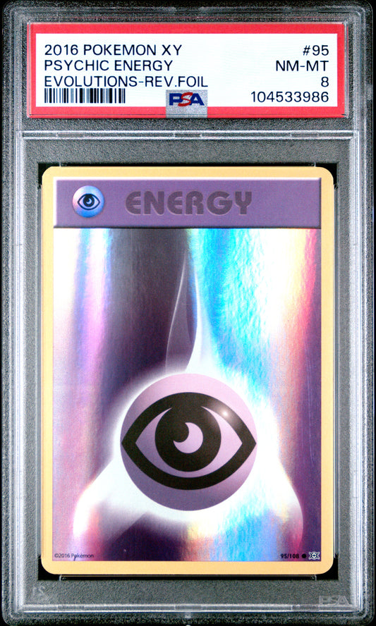 PSYCHIC ENERGY 95/108 [Reverse Holo] POKEMON XY EVOLUTIONS EVOLUTIONS-REV.FOIL PSA9 NM-MT 8 PSA population 31 <a href=https://www.psacard.com/cert/104533986/psa>https://www.psacard.com/cert/104533986/psa</a>