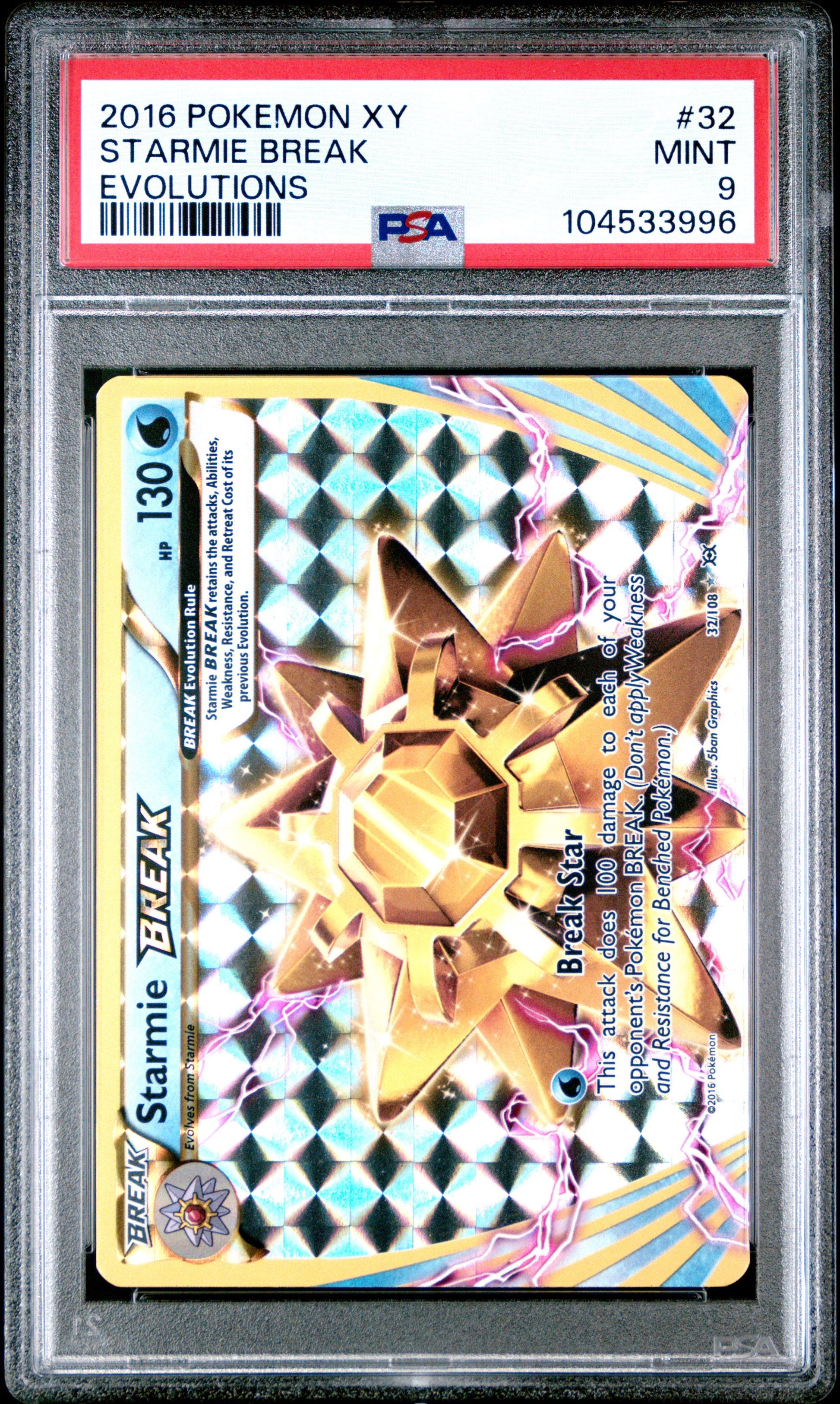 STARMIE BREAK 32/108 Common POKEMON XY EVOLUTIONS EVOLUTIONS PSA9 MINT 9 PSA population 515 <a href=https://www.psacard.com/cert/104533996/psa>https://www.psacard.com/cert/104533996/psa</a>