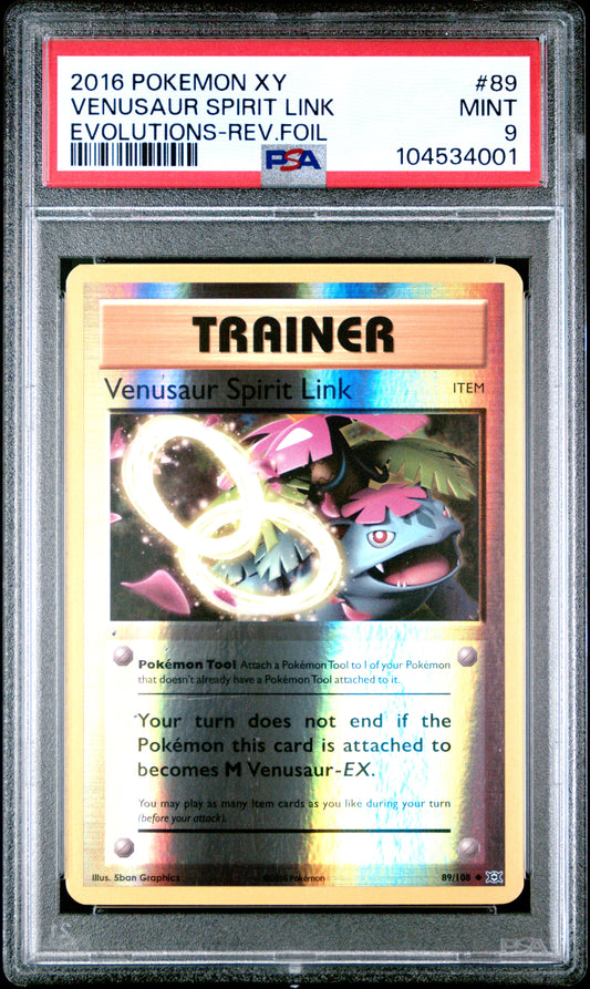 VENUSAUR SPIRIT LINK 89/108 [Reverse Holo] POKEMON XY EVOLUTIONS EVOLUTIONS-REV.FOIL PSA9 MINT 9 PSA population 115 <a href=https://www.psacard.com/cert/104534001/psa>https://www.psacard.com/cert/104534001/psa</a>