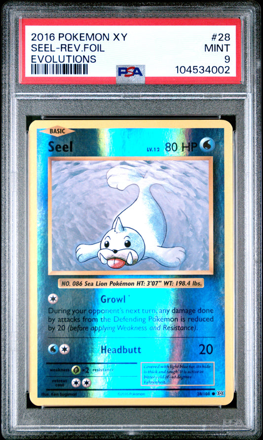 SEEL-REV.FOIL 28/108 [Reverse Holo] POKEMON XY EVOLUTIONS EVOLUTIONS PSA9 MINT 9 PSA population 153 <a href=https://www.psacard.com/cert/104534002/psa>https://www.psacard.com/cert/104534002/psa</a>