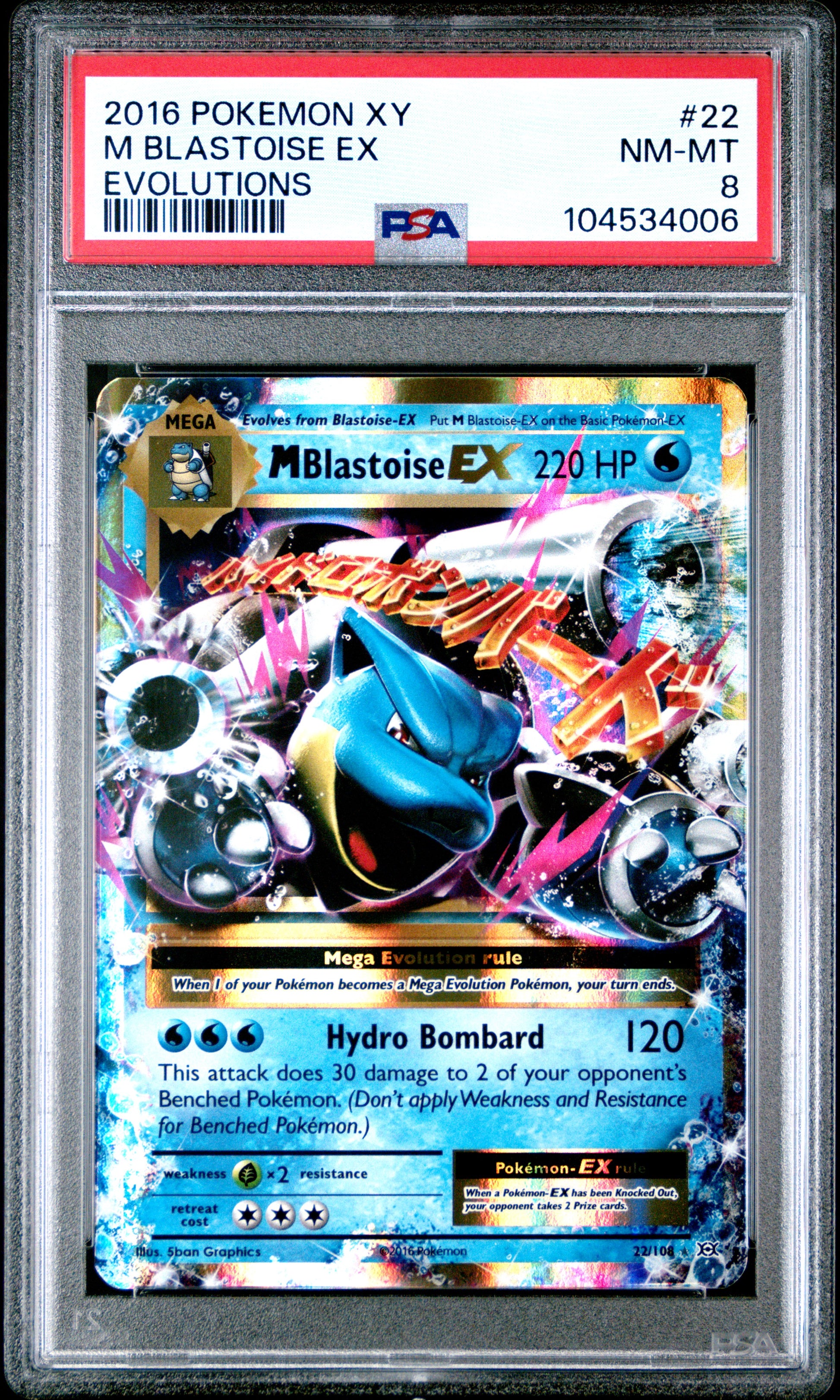 M BLASTOISE EX 22/108 Common POKEMON XY EVOLUTIONS EVOLUTIONS PSA8 NM-MT 8 PSA population 859 <a href=https://www.psacard.com/cert/104534006/psa>https://www.psacard.com/cert/104534006/psa</a>