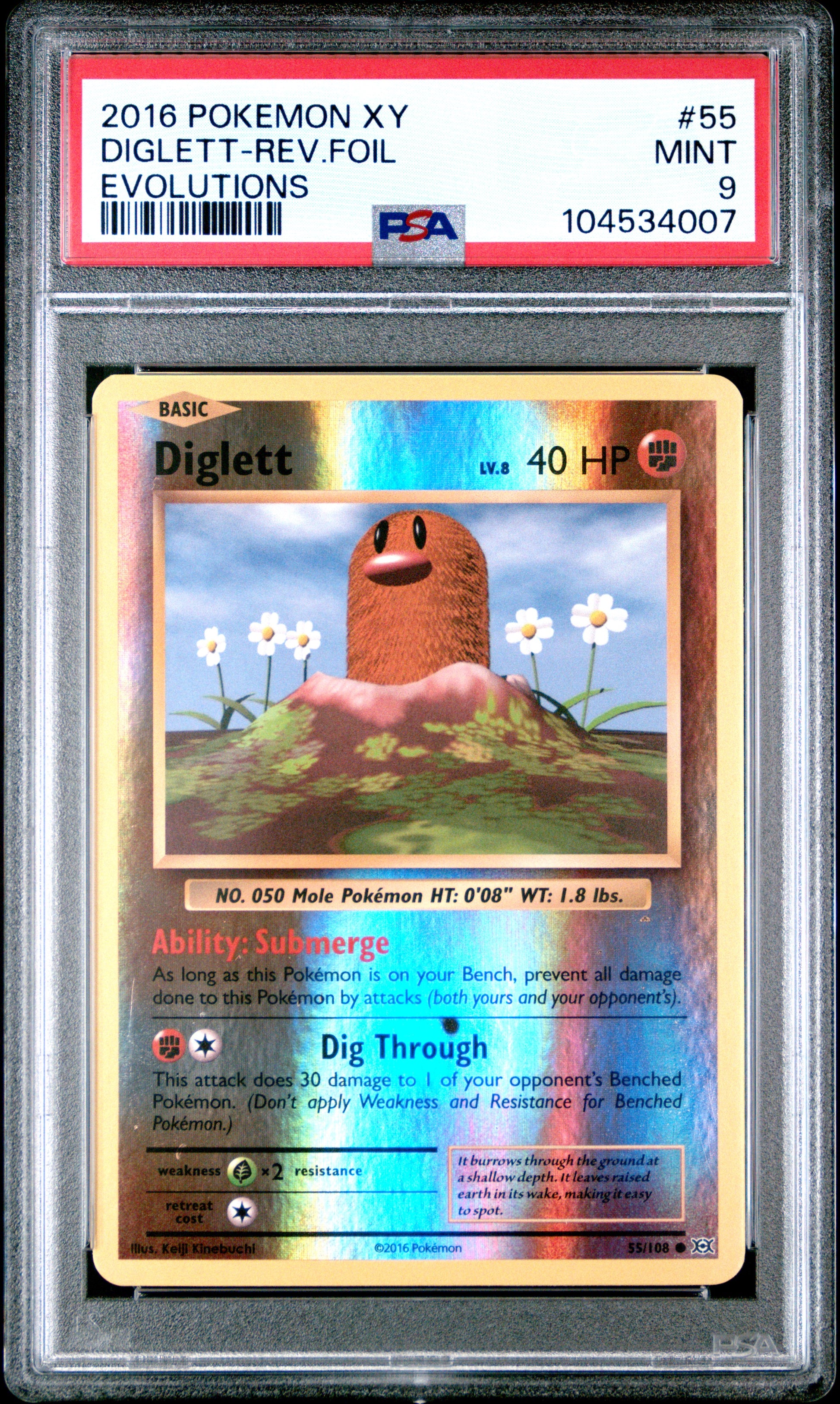 DIGLETT-REV.FOIL 55/108 [Reverse Holo] POKEMON XY EVOLUTIONS EVOLUTIONS PSA9 MINT 9 PSA population 145 <a href=https://www.psacard.com/cert/104534007/psa>https://www.psacard.com/cert/104534007/psa</a>