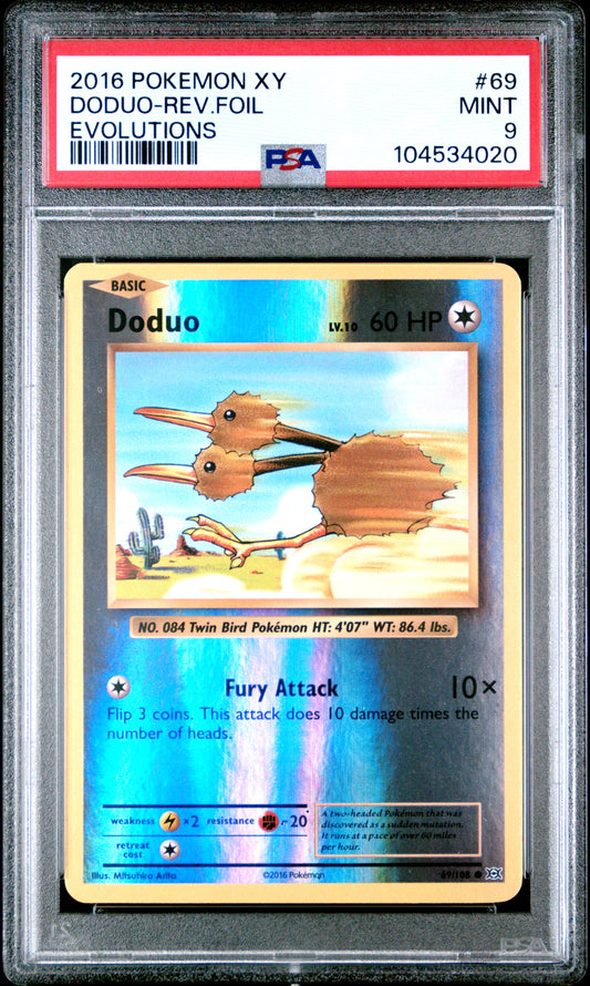 DODUO-REV.FOIL 69/108 [Reverse Holo] POKEMON XY EVOLUTIONS EVOLUTIONS PSA9 MINT 9 PSA population 143 <a href=https://www.psacard.com/cert/104534020/psa>https://www.psacard.com/cert/104534020/psa</a>