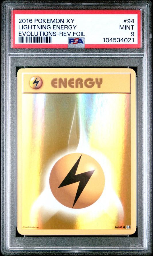 LIGHTNING ENERGY 94/108 [Reverse Holo] POKEMON XY EVOLUTIONS EVOLUTIONS-REV.FOIL PSA9 MINT 9 PSA population 107 <a href=https://www.psacard.com/cert/104534021/psa>https://www.psacard.com/cert/104534021/psa</a>