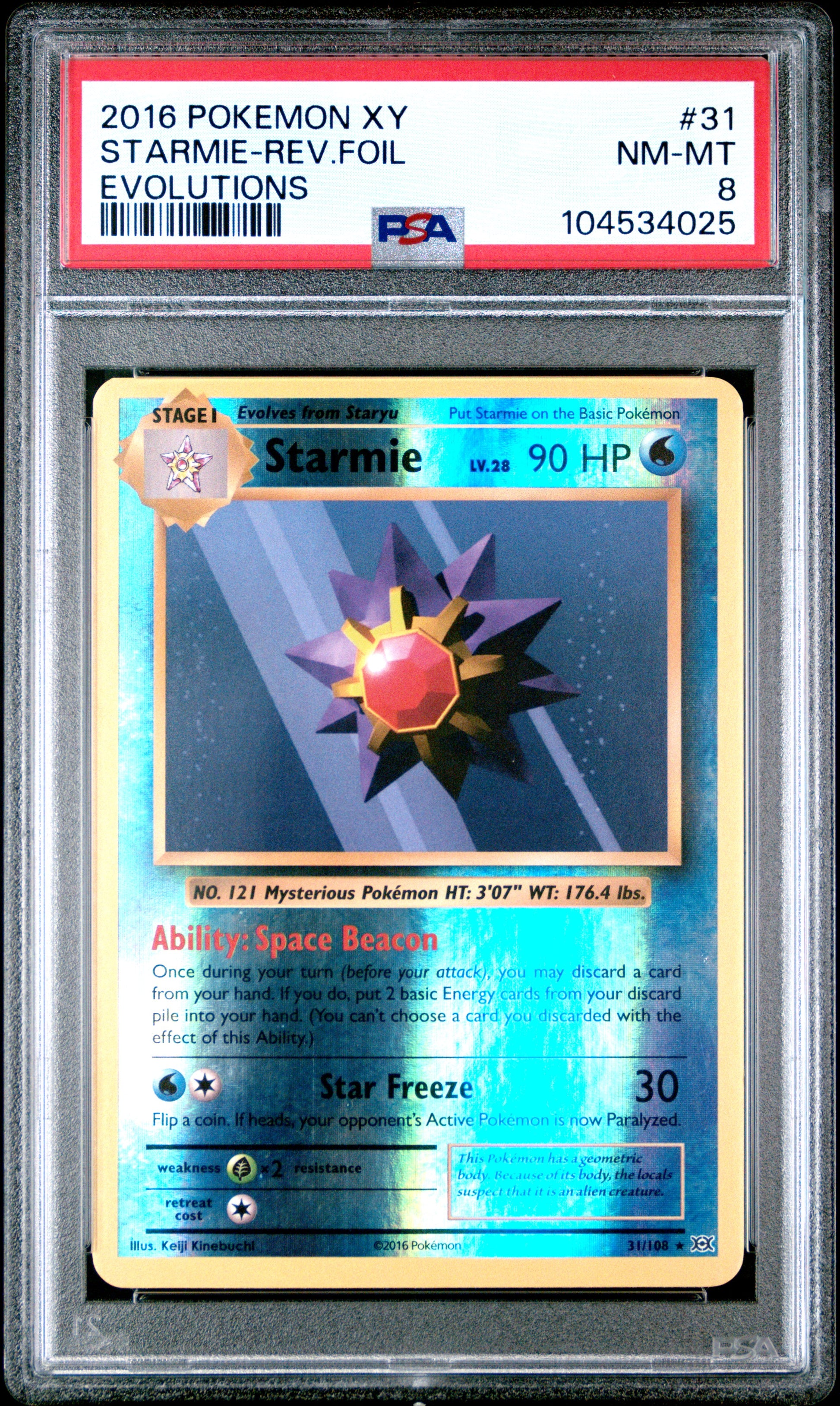 STARMIE-REV.FOIL 31/108 [Reverse Holo] POKEMON XY EVOLUTIONS EVOLUTIONS PSA9 NM-MT 8 PSA population 37 <a href=https://www.psacard.com/cert/104534025/psa>https://www.psacard.com/cert/104534025/psa</a>