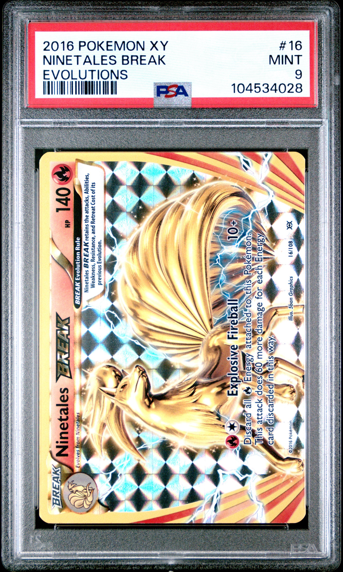 NINETALES BREAK 16/108 Common POKEMON XY EVOLUTIONS EVOLUTIONS PSA9 MINT 9 PSA population 666 <a href=https://www.psacard.com/cert/104534028/psa>https://www.psacard.com/cert/104534028/psa</a>