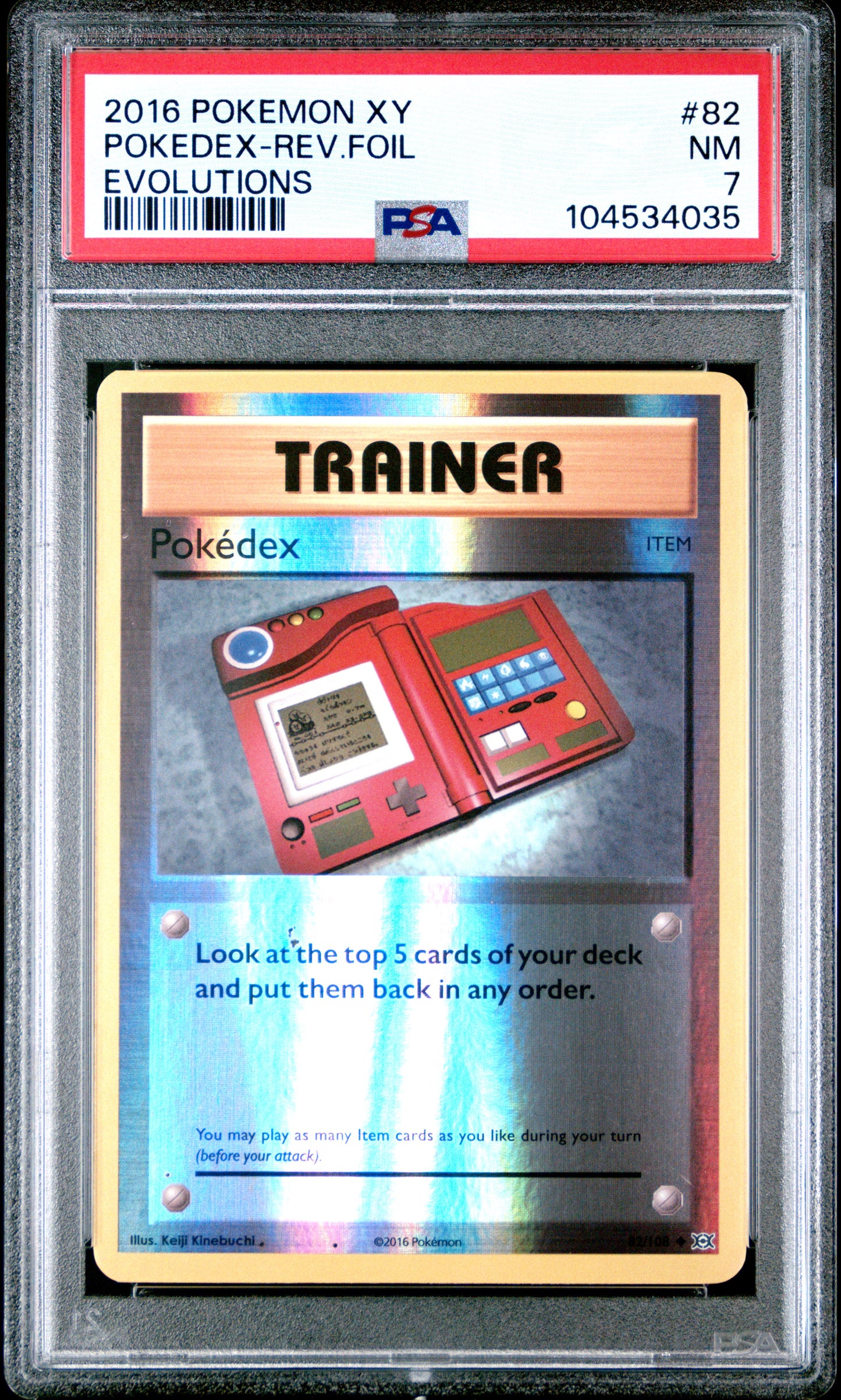 POKEDEX-REV.FOIL 82/108 [Reverse Holo] POKEMON XY EVOLUTIONS EVOLUTIONS PSA7 NM 7 PSA population 6 <a href=https://www.psacard.com/cert/104534035/psa>https://www.psacard.com/cert/104534035/psa</a>