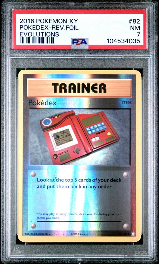POKEDEX-REV.FOIL 82/108 [Reverse Holo] POKEMON XY EVOLUTIONS EVOLUTIONS PSA7 NM 7 PSA population 6 <a href=https://www.psacard.com/cert/104534035/psa>https://www.psacard.com/cert/104534035/psa</a>