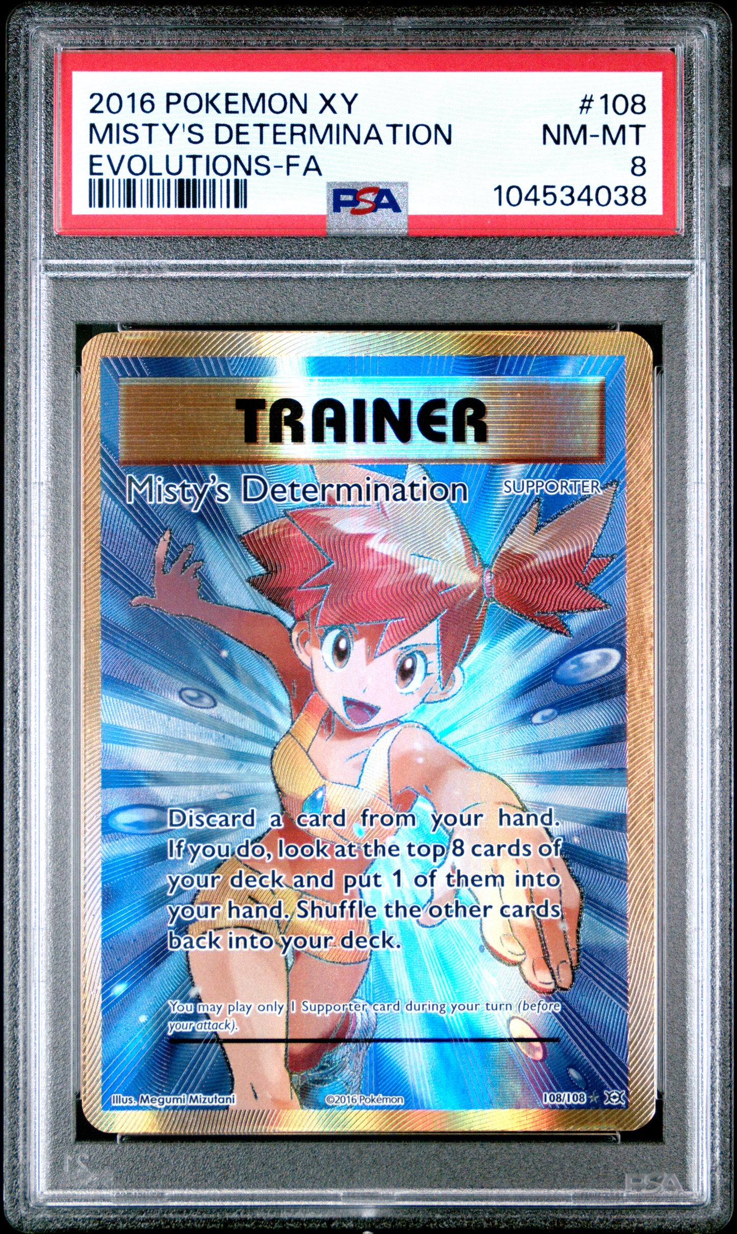 MISTY'S DETERMINATION 108/108 Common POKEMON XY EVOLUTIONS EVOLUTIONS-FA PSA8 NM-MT 8 PSA population 984 <a href=https://www.psacard.com/cert/104534038/psa>https://www.psacard.com/cert/104534038/psa</a>