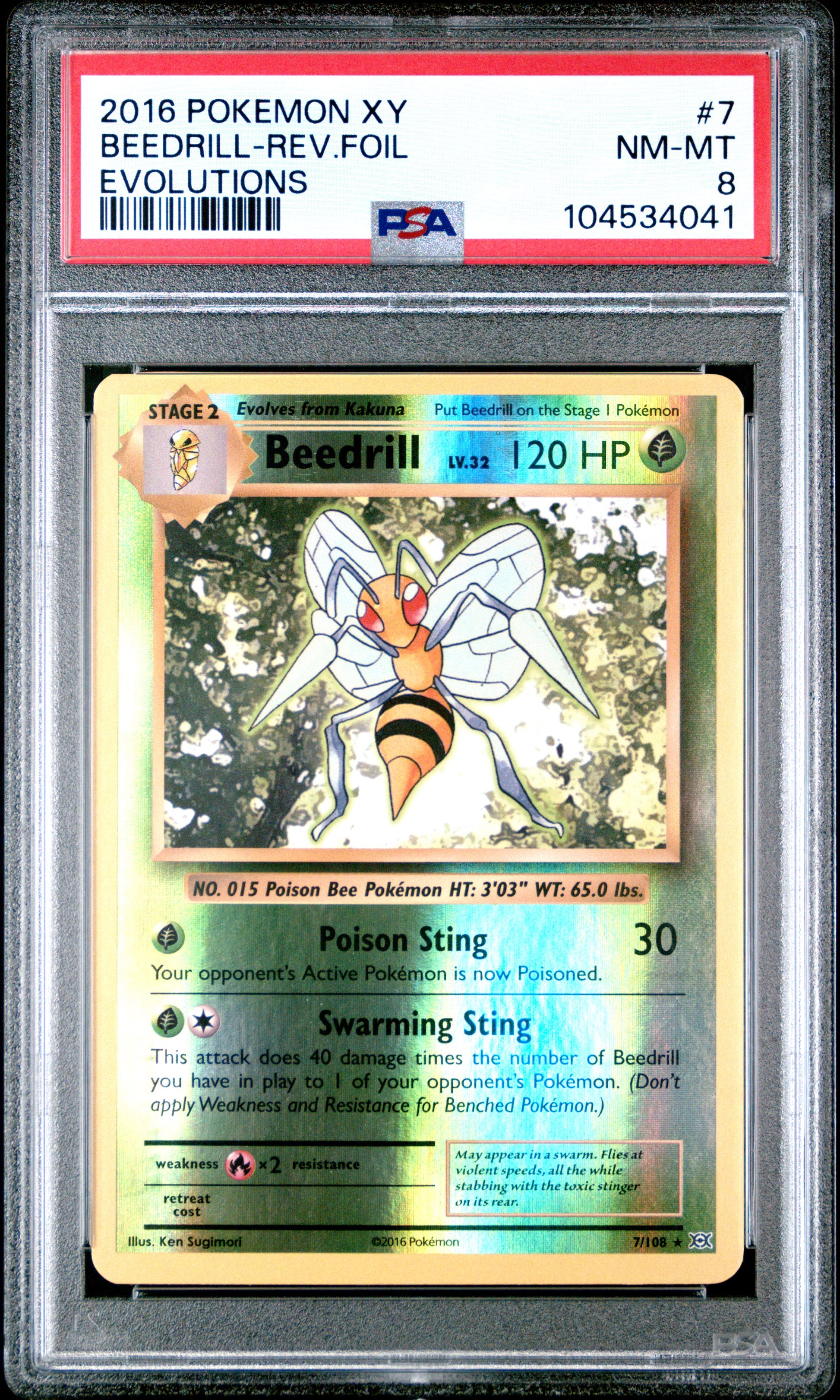 BEEDRILL-REV.FOIL 7/108 [Reverse Holo] POKEMON XY EVOLUTIONS EVOLUTIONS PSA9 NM-MT 8 PSA population 63 <a href=https://www.psacard.com/cert/104534041/psa>https://www.psacard.com/cert/104534041/psa</a>