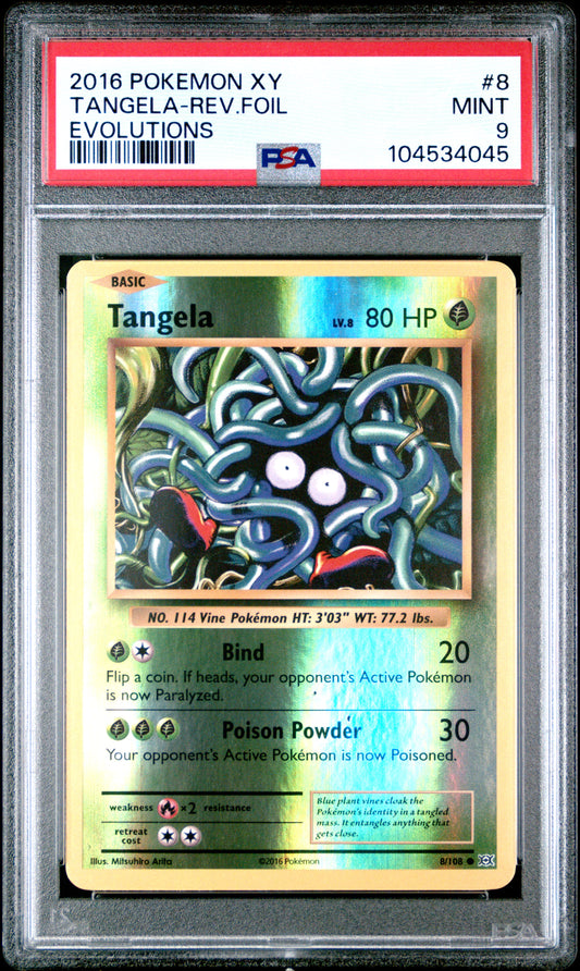 TANGELA-REV.FOIL 8/108 [Reverse Holo] POKEMON XY EVOLUTIONS EVOLUTIONS PSA9 MINT 9 PSA population 163 <a href=https://www.psacard.com/cert/104534045/psa>https://www.psacard.com/cert/104534045/psa</a>