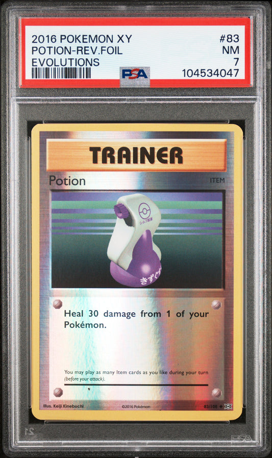 POTION-REV.FOIL 83/108 [Reverse Holo] POKEMON XY EVOLUTIONS EVOLUTIONS PSA7 NM 7 PSA population 6 <a href=https://www.psacard.com/cert/104534047/psa>https://www.psacard.com/cert/104534047/psa</a>