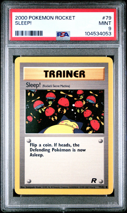 SLEEP! 79/82 Common POKEMON ROCKET PSA9 MINT 9 PSA population 67 <a href=https://www.psacard.com/cert/104534053/psa>https://www.psacard.com/cert/104534053/psa</a>