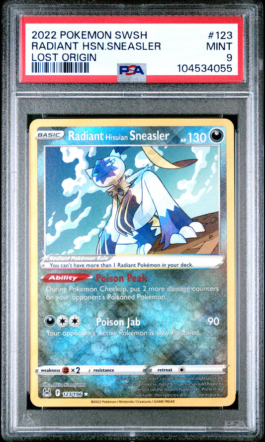 RADIANT HSN.SNEASLER 123/196 Common POKEMON SWORD & SHIELD LOST ORIGIN LOST ORIGIN PSA9 MINT 9 PSA population 298 <a href=https://www.psacard.com/cert/104534055/psa>https://www.psacard.com/cert/104534055/psa</a>