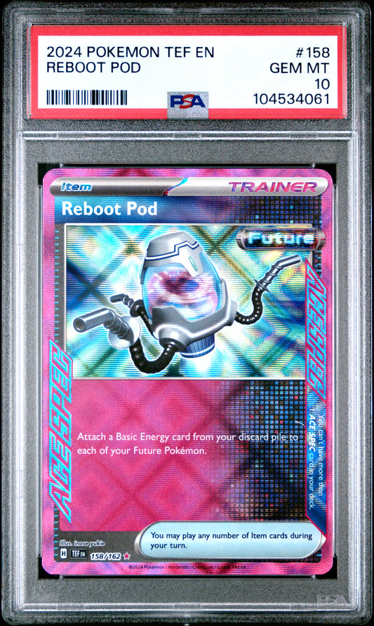 REBOOT POD 158/162 Common POKEMON TEF EN-TEMPORAL FORCES PSA10 GEM MT 10 PSA population 82 <a href=https://www.psacard.com/cert/104534061/psa>https://www.psacard.com/cert/104534061/psa</a>