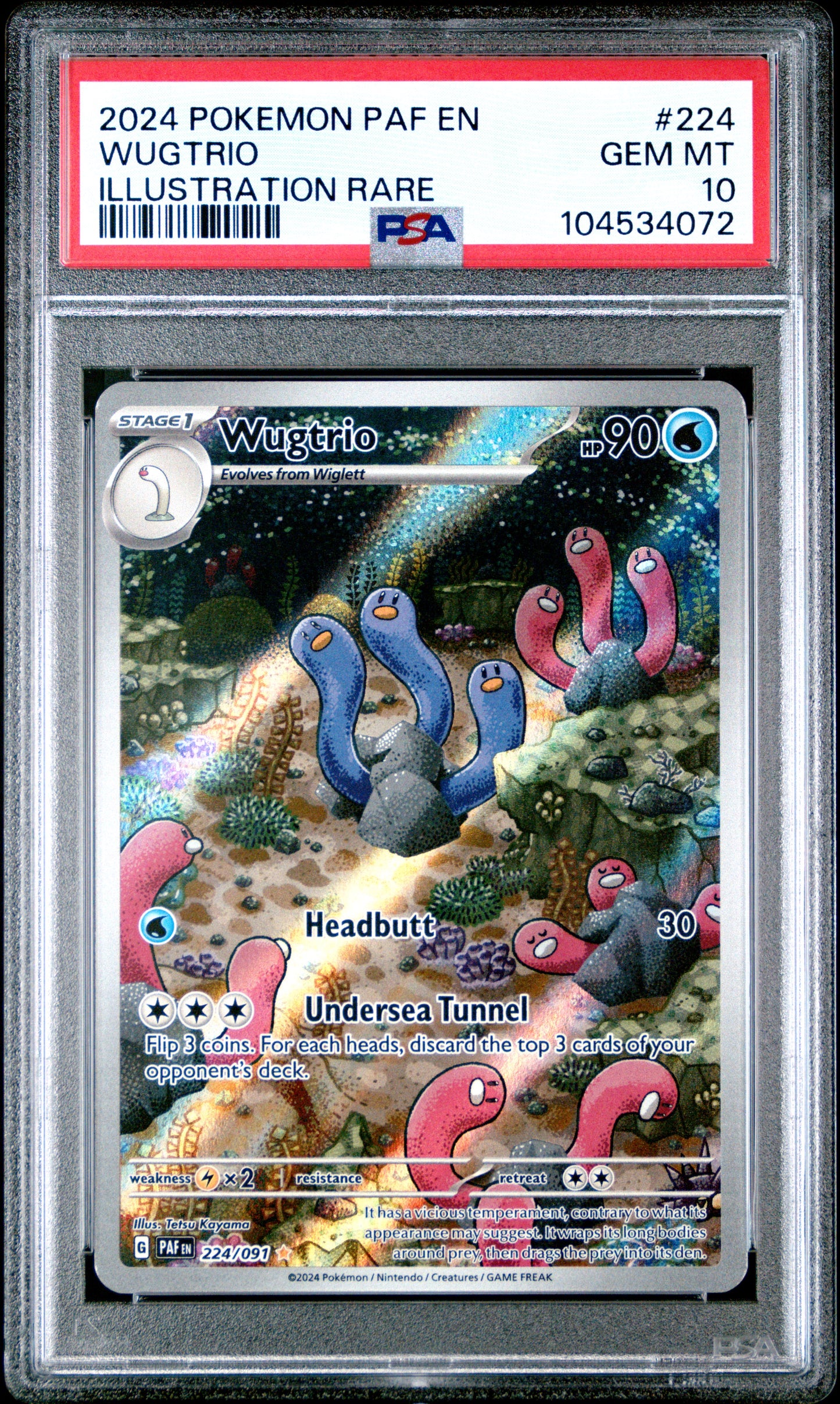 WUGTRIO 224/91 Common POKEMON PAF EN-PALDEAN FATES ILLUSTRATION RARE PSA10 GEM MT 10 PSA population 718 <a href=https://www.psacard.com/cert/104534072/psa>https://www.psacard.com/cert/104534072/psa</a>