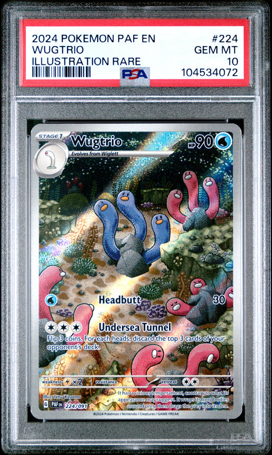 WUGTRIO 224/91 Common POKEMON PAF EN-PALDEAN FATES ILLUSTRATION RARE PSA10 GEM MT 10 PSA population 718 <a href=https://www.psacard.com/cert/104534072/psa>https://www.psacard.com/cert/104534072/psa</a>