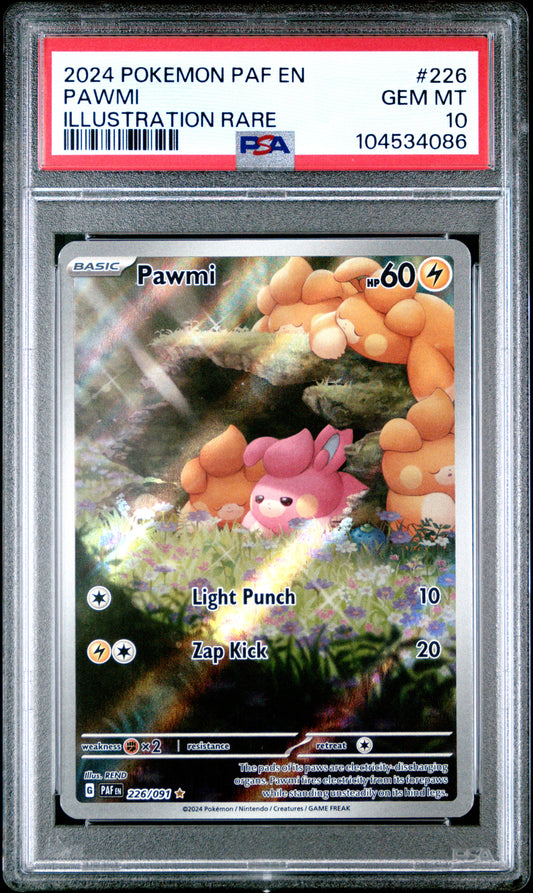PAWMI 226/91 Common POKEMON PAF EN-PALDEAN FATES ILLUSTRATION RARE PSA10 GEM MT 10 PSA population 823 <a href=https://www.psacard.com/cert/104534086/psa>https://www.psacard.com/cert/104534086/psa</a>