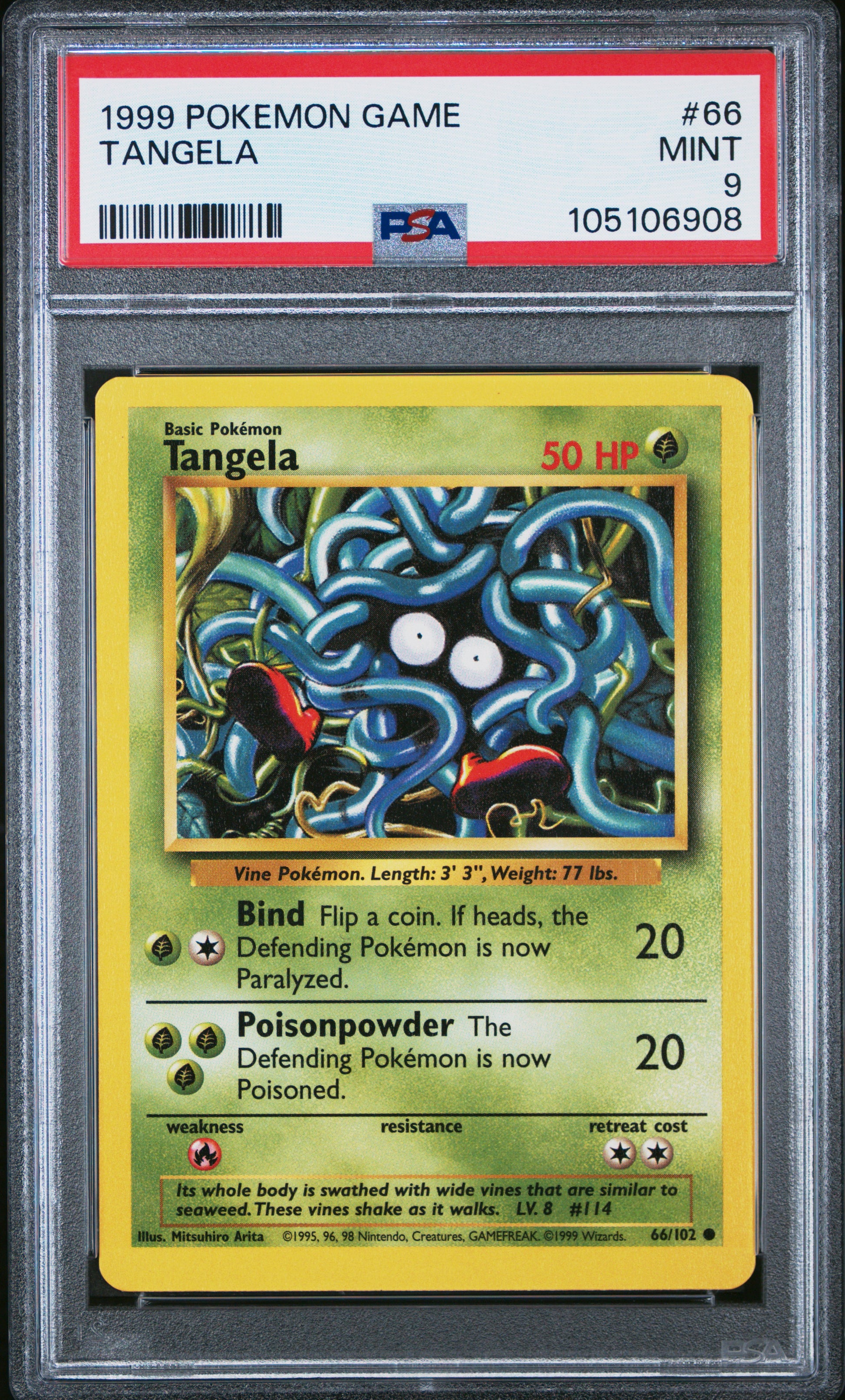 TANGELA 66/102 Unlimited POKEMON GAME PSA9 MINT 9 PSA population 482 <a href=https://www.psacard.com/cert/105106908/psa>https://www.psacard.com/cert/105106908/psa</a>
