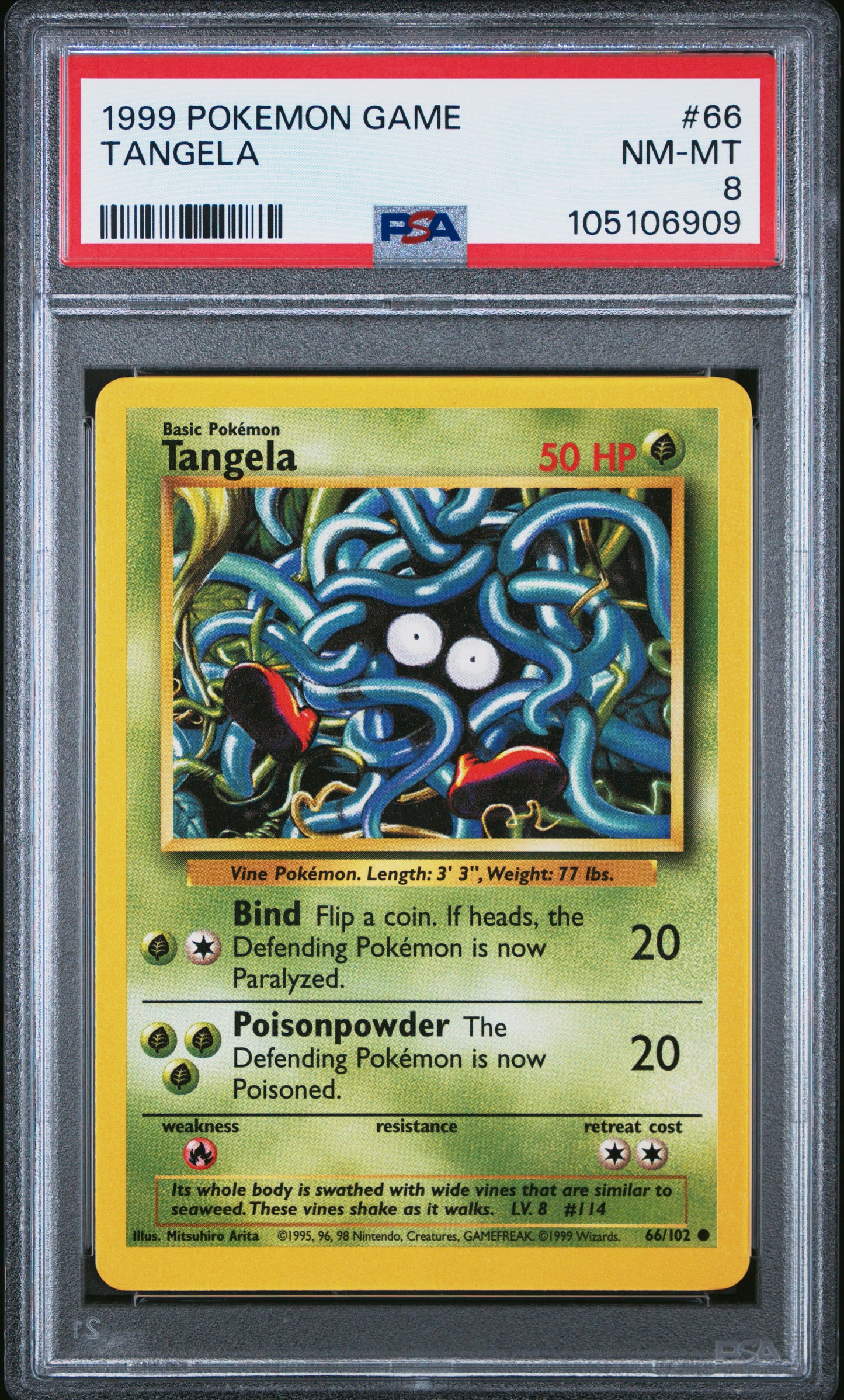 TANGELA 66/102 Unlimited POKEMON GAME PSA8 NM-MT 8 PSA population 176 <a href=https://www.psacard.com/cert/105106909/psa>https://www.psacard.com/cert/105106909/psa</a>