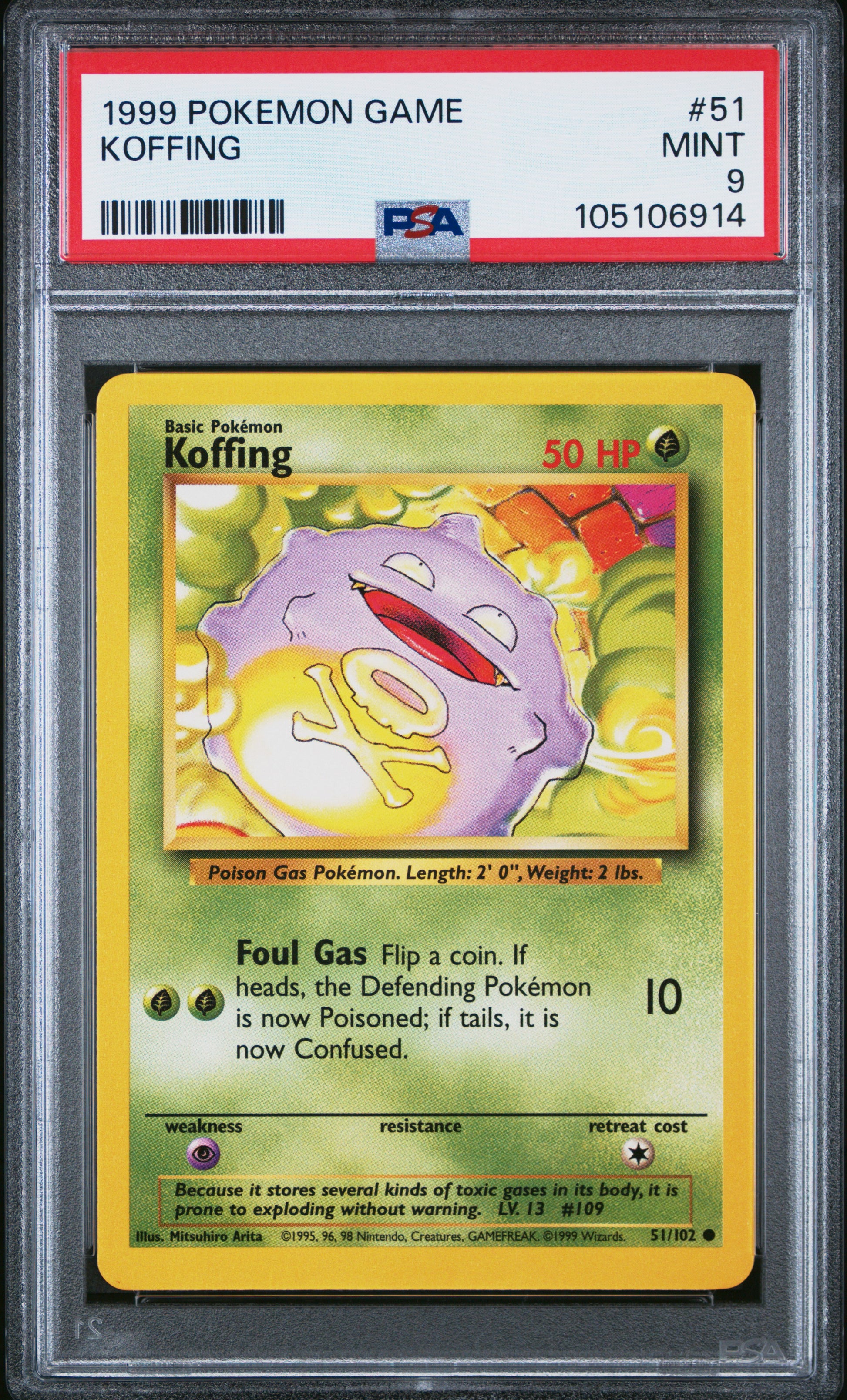 KOFFING 51/102 Unlimited POKEMON GAME PSA9 MINT 9 PSA population 548 <a href=https://www.psacard.com/cert/105106914/psa>https://www.psacard.com/cert/105106914/psa</a>