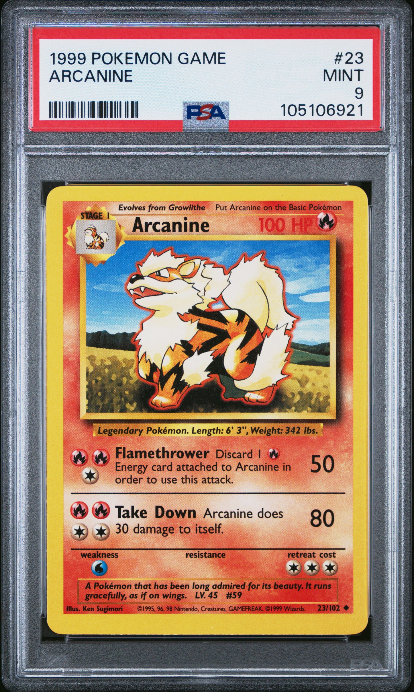 ARCANINE 23/102 Unlimited POKEMON GAME PSA9 MINT 9 PSA population 891 <a href=https://www.psacard.com/cert/105106921/psa>https://www.psacard.com/cert/105106921/psa</a>