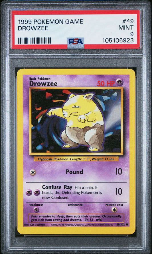 DROWZEE 49/102 Unlimited POKEMON GAME PSA9 MINT 9 PSA population 549 <a href=https://www.psacard.com/cert/105106923/psa>https://www.psacard.com/cert/105106923/psa</a>