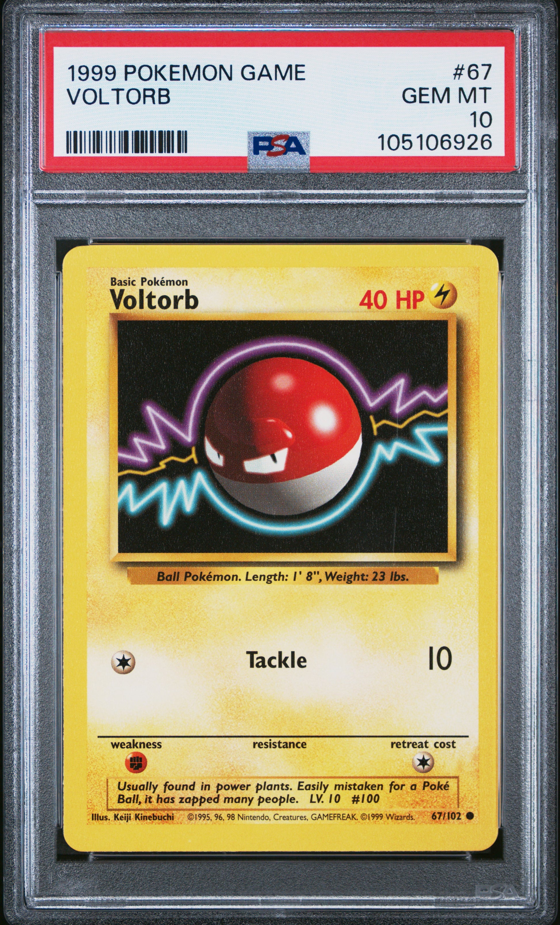 VOLTORB 67/102 Unlimited POKEMON GAME PSA10 GEM MT 10 PSA population 224 <a href=https://www.psacard.com/cert/105106926/psa>https://www.psacard.com/cert/105106926/psa</a>