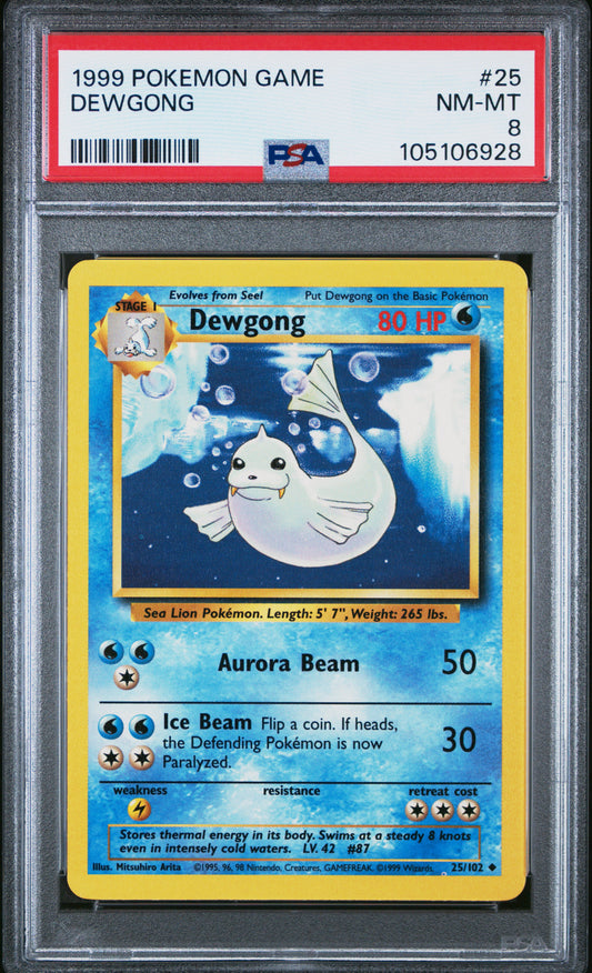 DEWGONG 25/102 Unlimited POKEMON GAME PSA8 NM-MT 8 PSA population 194 <a href=https://www.psacard.com/cert/105106928/psa>https://www.psacard.com/cert/105106928/psa</a>