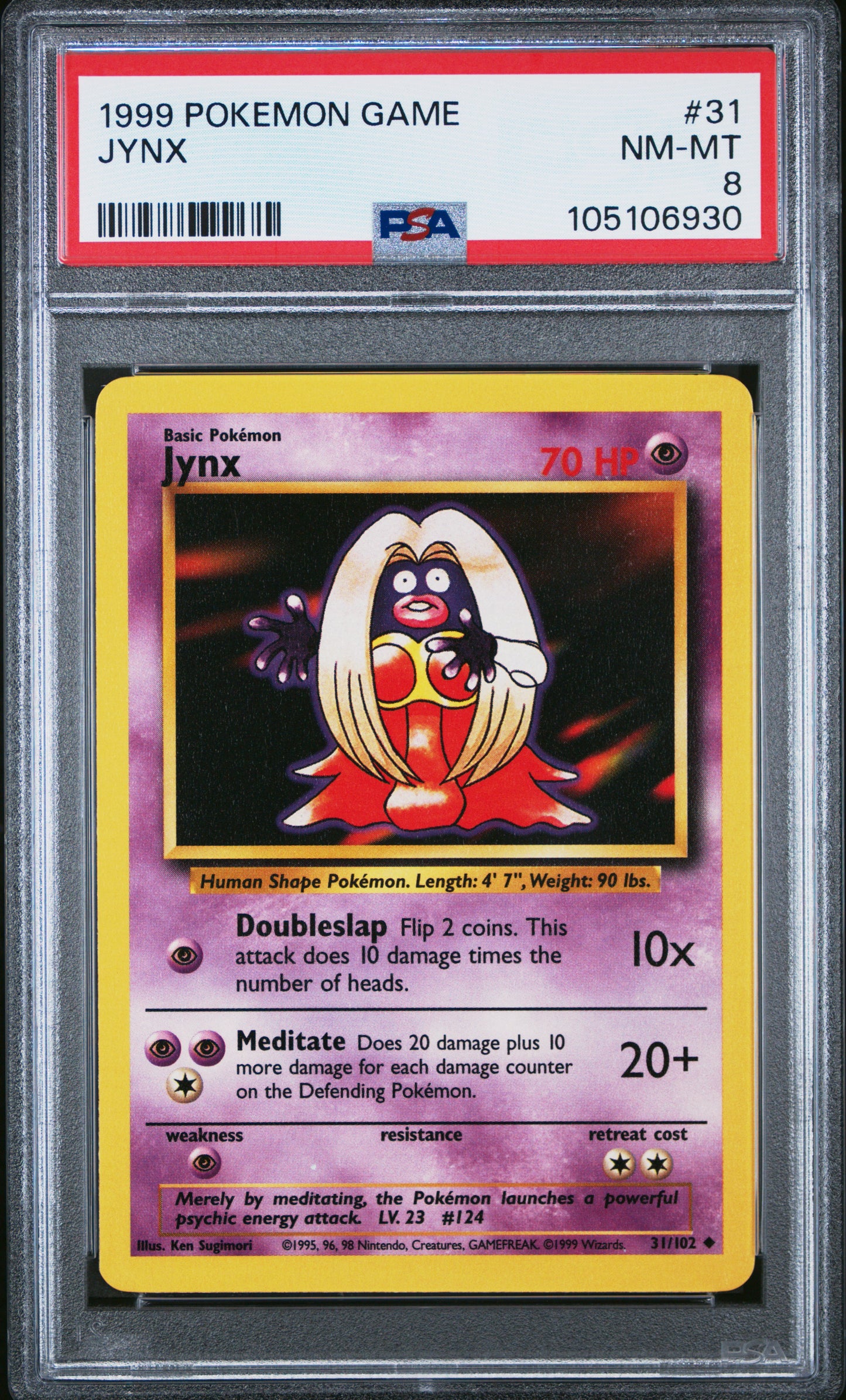 JYNX 31/102 Unlimited POKEMON GAME PSA8 NM-MT 8 PSA population 280 <a href=https://www.psacard.com/cert/105106930/psa>https://www.psacard.com/cert/105106930/psa</a>