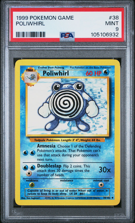 POLIWHIRL 38/102 Unlimited POKEMON GAME PSA9 MINT 9 PSA population 560 <a href=https://www.psacard.com/cert/105106932/psa>https://www.psacard.com/cert/105106932/psa</a>