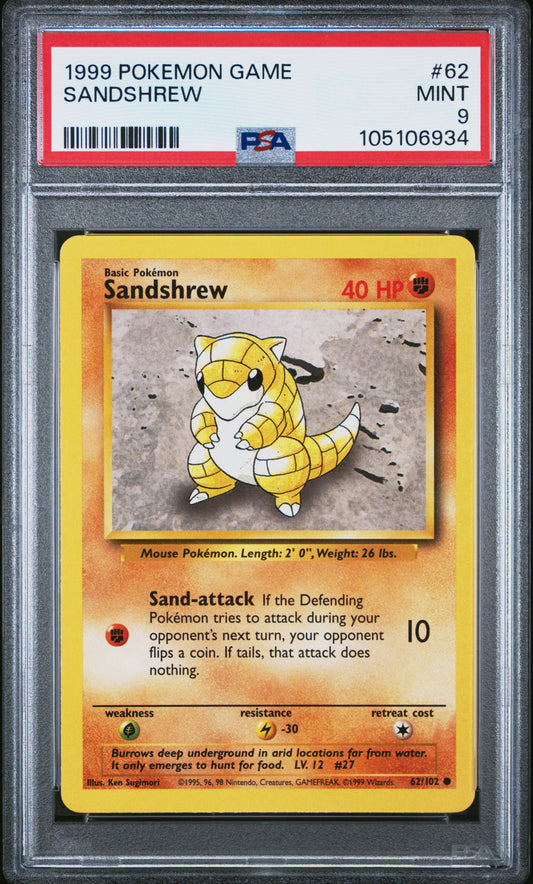 SANDSHREW 62/102 Unlimited POKEMON GAME PSA9 MINT 9 PSA population 513 <a href=https://www.psacard.com/cert/105106934/psa>https://www.psacard.com/cert/105106934/psa</a>