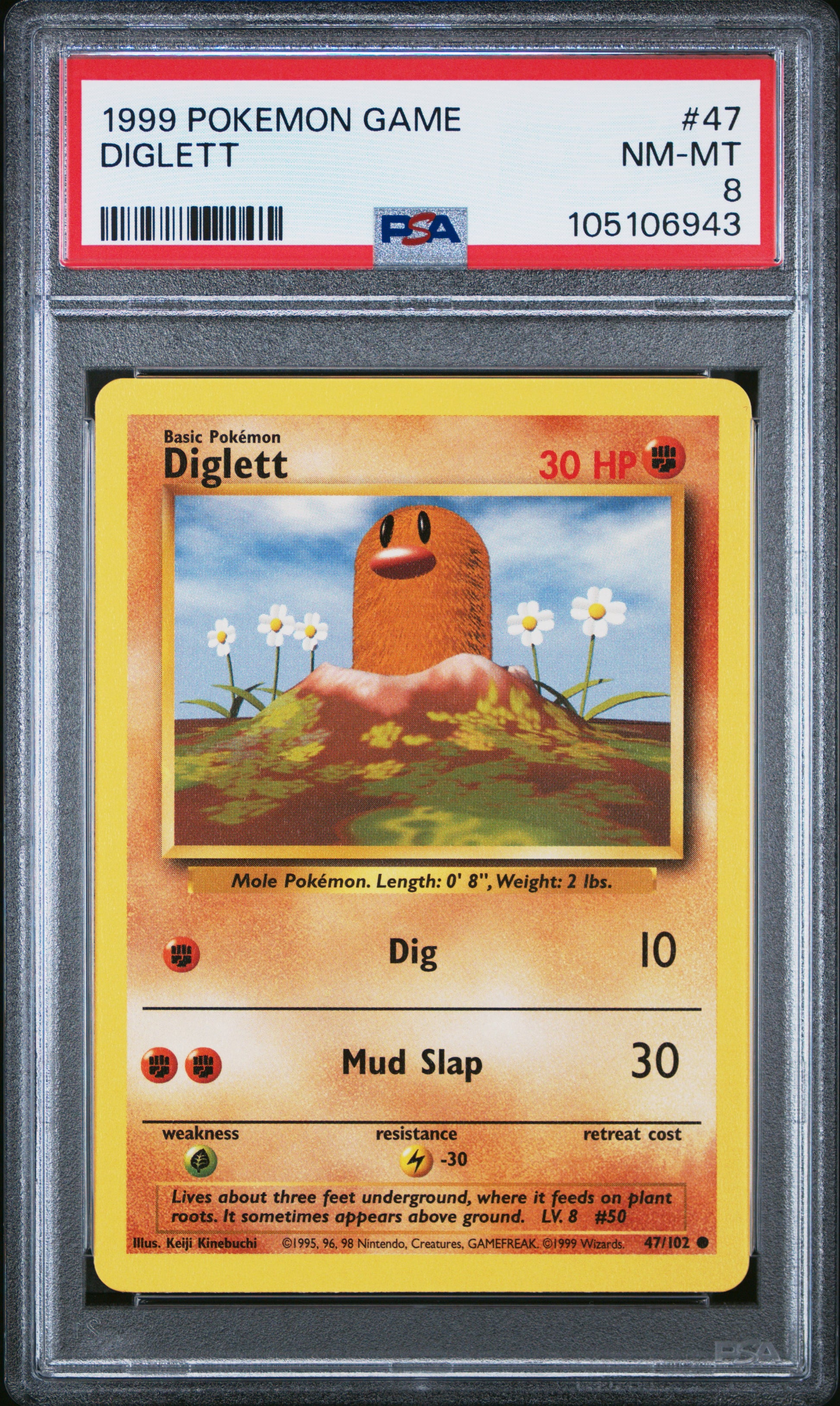 DIGLETT 47/102 Unlimited POKEMON GAME PSA8 NM-MT 8 PSA population 232 <a href=https://www.psacard.com/cert/105106943/psa>https://www.psacard.com/cert/105106943/psa</a>