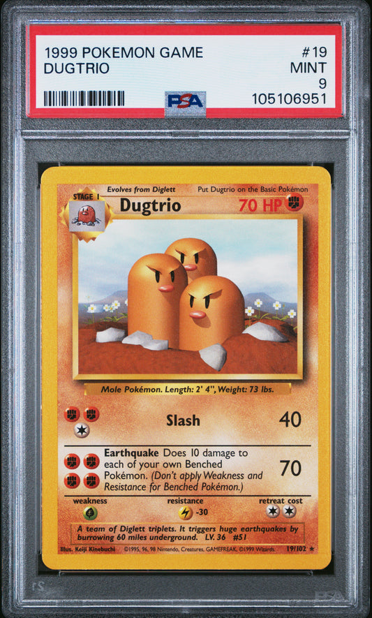 DUGTRIO 19/102 Unlimited POKEMON GAME PSA9 MINT 9 PSA population 380 <a href=https://www.psacard.com/cert/105106951/psa>https://www.psacard.com/cert/105106951/psa</a>