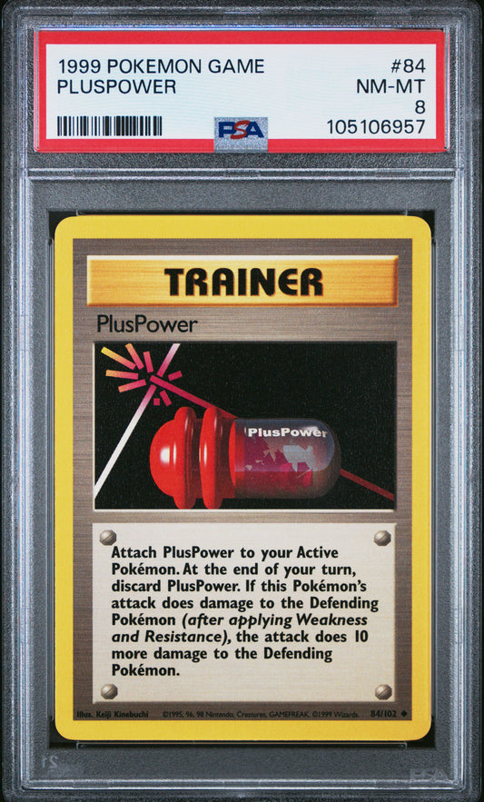 PLUSPOWER 84/102 Unlimited POKEMON GAME PSA8 NM-MT 8 PSA population 128 <a href=https://www.psacard.com/cert/105106957/psa>https://www.psacard.com/cert/105106957/psa</a>